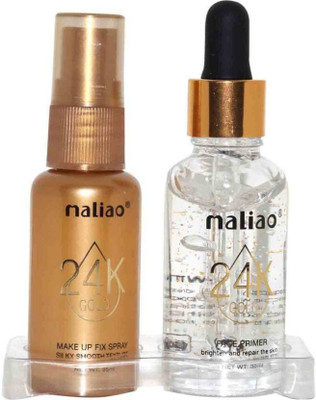 maliao 24K GOLD 2 IN 1 FACE PRIMER & MAKE UP FIXER SET brighten and repair the skin Primer  - 65 ml(transparent)