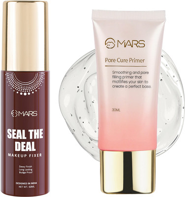 MARS Pore Cure Long Lasting Makeup Primer and Budge Proof Makeup Fixer Primer  - 90 ml(Transparent)