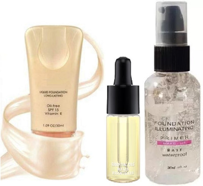 Emijun Oil Free Log Lasting Liquid Foundation ,primer and serum(3 Items in the set)