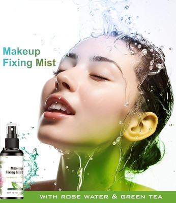 ADJD Long Lasting Makeup Fixing Mist with Rose Water & Green Tea Primer  - 80 ml(TRANSPRENT)