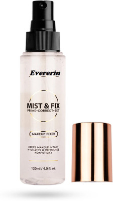 EVERERIN Long Lasting Professional Makeup Fixer Setting Spray Primer  - 120 ml(Transparent)