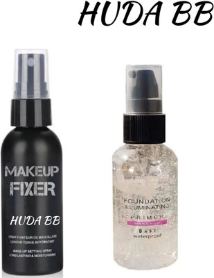 huda.bb MAKEUP BASE GEL PRIMER WITH MAKEUP SETTING SPRAY FIXER COMBO Primer - 150 ml Primer  - 150 ml(MULTICOLOR)