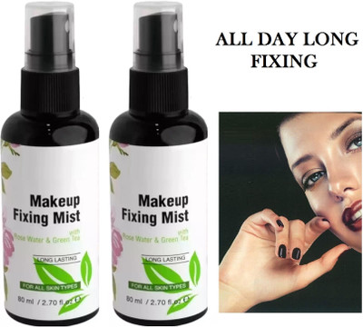 HUZURLU PROFESSIONAL WATERPROOF MATTE LOOK MAKEUP FIXING MIST PACK OF 2 Primer  - 160 ml(TRANSPARENT)
