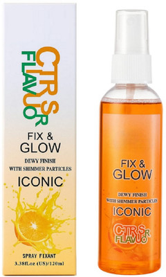 nuvya Citrus Flavor Makeup Fixer Spray with Light Shimmer for Glowing Finish Primer  - 120 ml(Citrus Glow)