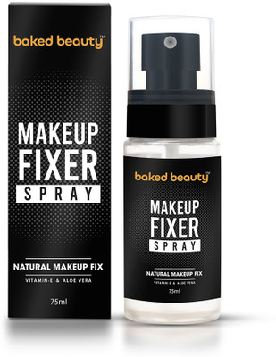 BAKED BEAUTY Non-sticky Makeup fixer quick setting spray infused with Aloe Vera & Vitamin-E Primer  - 75 ml(Transparent)
