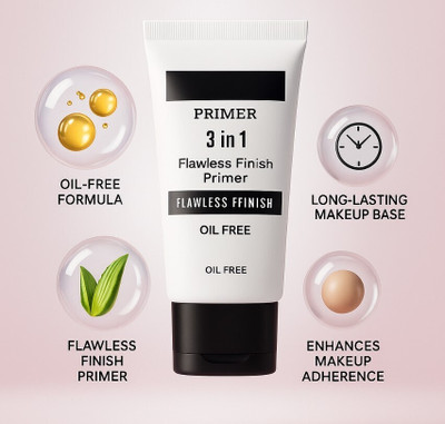FIDAH 3-in-1 Oil-Free Long-Lasting Primer – Primes, Protects & Hydrates Primer  - 30 ml(Transparent)