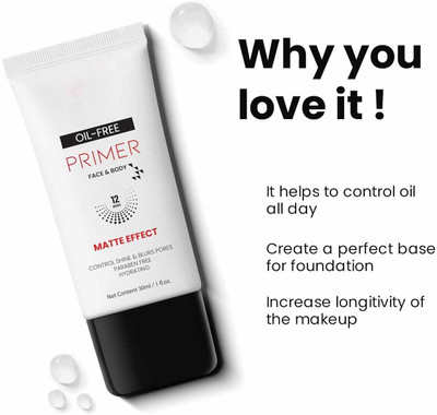 manasona Face Primer for Easy Makeup & Pore Minimize| Skin-Softening Primer  - 30 ml(Transparent)