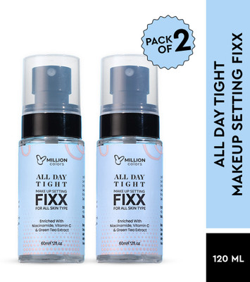 Million Colors Makeup Fixer Setting Spray All Day Tight Waterproof Long Lasting For Oily Skin Primer  - 120 ml(Transparent)