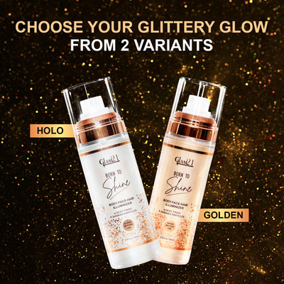 Glam21 Born To Shine Body Face Hair Illuminizer with Dewy Finish Shimmer Particles Primer  - 100 ml(Golden)