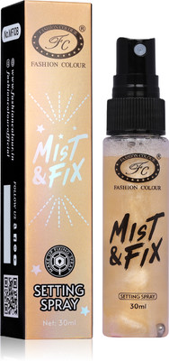 FASHION COLOUR Mist & Fix Setting Spray-Waterproof Long-Lasting Makeup Hydrating & Illuminating Primer  - 30 ml(Golden)