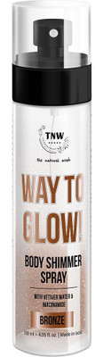 TNW - The Natural Wash Way to Glow Body Shimmer Spray| Hydrates skin | Improved texture Primer  - 120 ml(Brown)