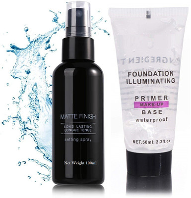 tanvi27 PROFESSIONAL MAKEUP BASE GEL PRIMER WITH MAKEUP SETTING SPRAY FIXER COMBO Primer  - 150 ml(TRANSPARENT)