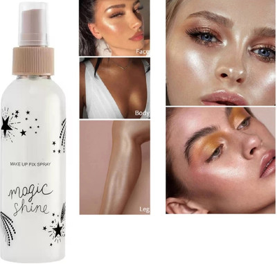 GABBU Shimmer highlighter with makeup setting spary Primer  - 120 ml(Transparent)