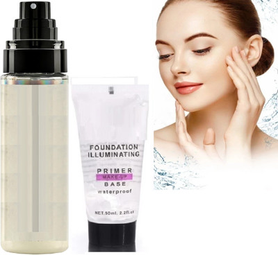 AFARAXIA Combo matte Flawless Makeup Base primer Long Lasting Makeup Fixer Primer  - 200 ml(transpernt, shimmer silver)