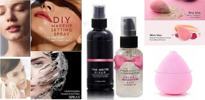 REIMICHI WATERPROOF PRIMER, MAKEUP SETTING SPRAY & BLENDER COMBO PACK Primer  - 150 ml(TRANSPARENT)
