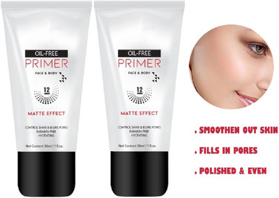 HUZURLU MATTE EFFECT OIL CONTROLS BLURS PORES HYDRATING PRIMER PACK OF 2 Primer  - 60 ml(TRANSPARENT)