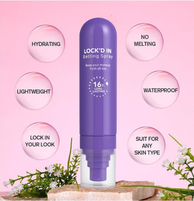 BLUEMERMAID Lock’d In Setting Spray –16 Hours Matte Finish Primer  - 100 ml(Transparent)