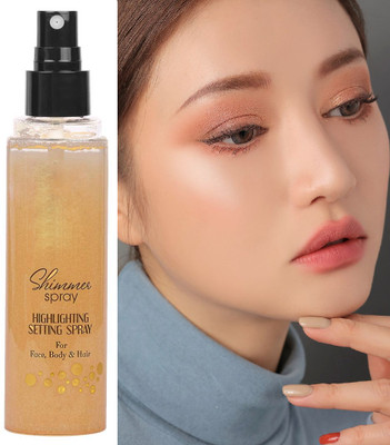 ADJD Shimmer Golden finish mist Hydrates parfume makep fixer Primer  - 120 ml(GOLD)