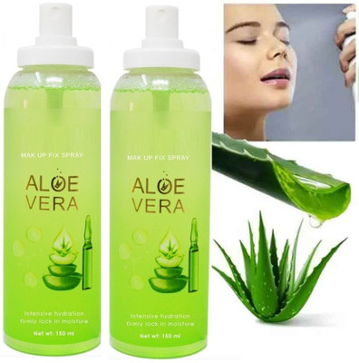 Emijun ALOE VERA MAKE-UP FIXING SPRAY WITH LONG LASTING FIXER FOR ALL SKIN TYPE Primer  - 300 ml(green)