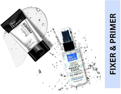 BLUE HEAVEN PRIMER & FIXER FLAWLESS MAKEUP BASE LONG LASTING PRIMER 30G+FIXER 60ML Primer - 90 ml(Transparent) BLUE HEAVEN PRIMER & FIXER FLAWLESS MAKEUP BASE LONG LASTING PRIMER 30G+FIXER 60ML Primer - 90 ml(Transparent)