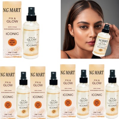 NG MART fix & glow iconic makeup spray for setting make up pack of - 100 ml x 5 Primer  - 500 ml(MULTICOLOUR)