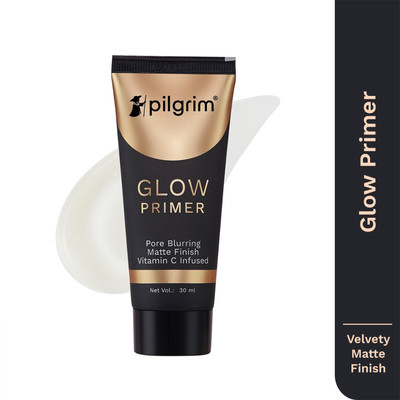 Pilgrim Instant Glow primer with Gold Shimmer|Long Lasting|Matte Finish Primer  - 30 ml(white)