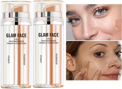 HUZURLU PROFESSIONAL 2 IN 1 SKIN ENERGIZING BASE PRIMER + FOUNDATION PACK OF 2 Primer  - 120 g(TRANSPARENT, BEIGE)