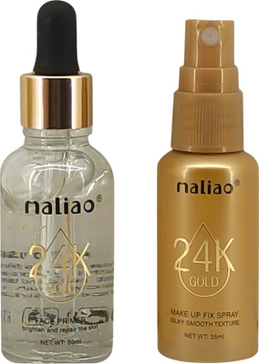 maliao 24K GOLD 2 IN 1 FACE PRIMER & MAKE UP FIXER SET brighten and repair the skin 1 Primer  - 65 ml(transparent)