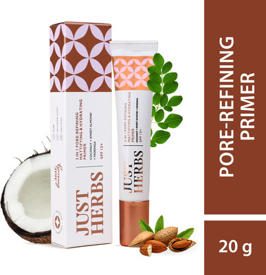 Just Herbs 3 in 1 Pore-Refining Primer for Face Makeup- Normal, Oily, Dry &Combination Skin Primer  - 20 g(Cream)