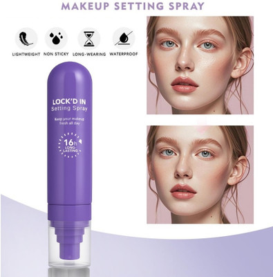 BLUEMERMAID Lock’d In Setting Spray – 16H Long-Lasting Hold , Transfer Proof Primer  - 100 ml(Transparent)