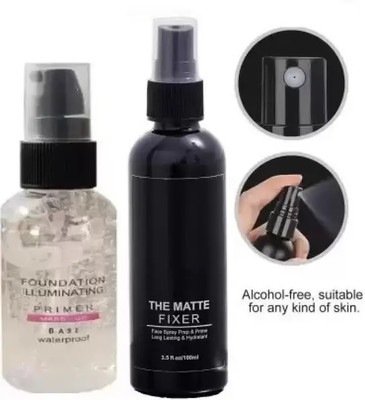 CATERINACHIARA Makeup Base Gel Primer With Makeup Setting Spray Fixer Combo Primer  - 100 ml(Transparent)