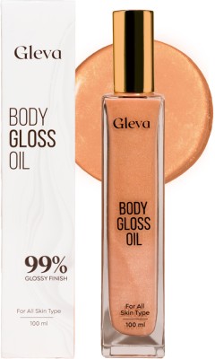 Gleva Body Gloss Oil Lightweight Fast Absorbing Shimmer Oil for Hydrated, Radiant Skin Primer  - 100 ml(Golden Beige)