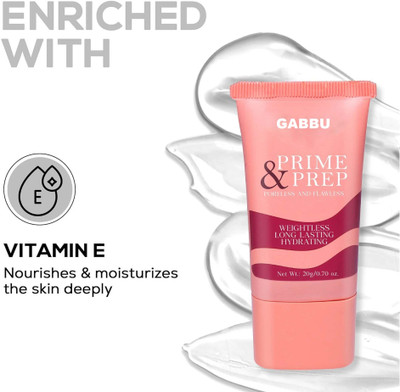 GABBU Prime & Prep Poreless Primer | Flawless Makeup Base Primer  - 20 g(Transarent)