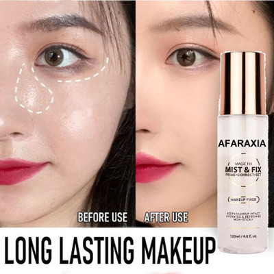 AFARAXIA Long lasting Misty Finish Professional Makeup Fixer Spray Primer  - 120 ml(TRANSPARENT)