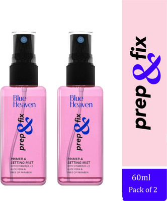 BLUE HEAVEN Prep & Fix Setting Mist 60Ml (Pack of 2) Primer  - 120 ml(transparent)