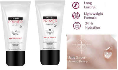 HUZURLU HD FINISH OIL FREE & HYDRATING FACE & BODY PRIMER PACK OF 2 Primer  - 60 ml(TRANSPARENT)