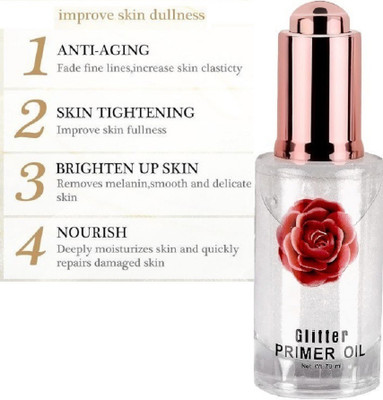 GABBU New Glitter Rose Oil Makeup Base Smooth Texture Face Primer 1 Primer  - 70 ml(TRANSPARENT)