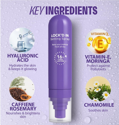 BLUEMERMAID LOCK'D IN SETTING SPRAY – 16H Long Lasting Primer  - 100 ml(Transparent)