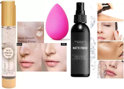 Jiwoo , PRIMER GOLD CAPE AND MAKEUP FIXER WITH BLANDER FOR ALL SKIN TYPE Primer  - 150 ml(transparant)