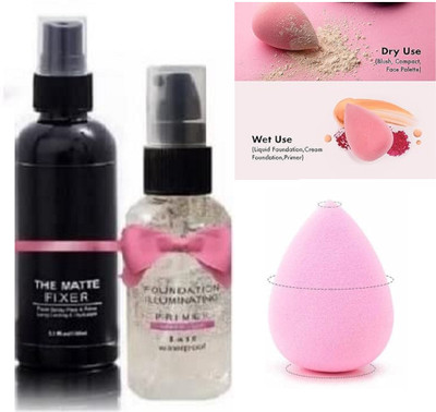 REIMICHI WATER-PROOF PRIMER, MAKEUP SETTING SPRAY & BLENDER COMBO Primer  - 150 ml(TRANSPARENT)