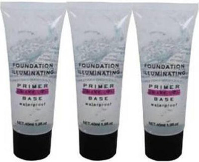 Elecsera Foundation illuminating waterproof primer make-up base Pack of 3 Primer  - 150 ml(Transparent)