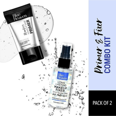BLUE HEAVEN Flawless Makeup Base Primer 30g & Long Lasting Makeup Fixer 60ml Set Primer  - 90 ml(Transparent)
