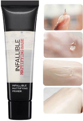 HUZURLU Professional Infallible Mattifying Face Gel Primer For All Skin Tone Primer  - 35 ml(TRANSPARENT)