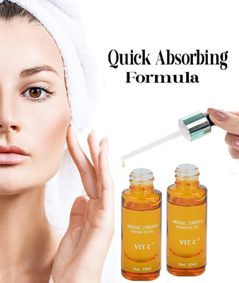HUZURLU New Magic Drops Primer Oil For Face Infused With Vitamin C+ Makeup Base Combo Primer - 40 ml(Transparent) HUZURLU New Magic Drops Primer Oil For Face Infused With Vitamin C+ Makeup Base Combo Primer - 40 ml(Transparent)