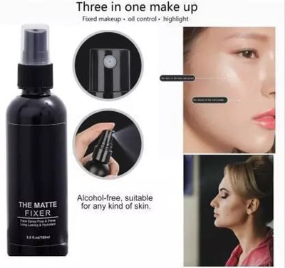 Jiwoo Quick-Dry Lightweight Matte Finish Makeup Fixing Spray Fixer Primer  - 100 ml(Black)
