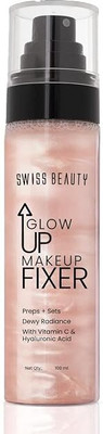 SWISS BEAUTY Glow Up Makeup Fixer Spray | Prep & Set | Dewy Radiance | Vitamin C Primer  - 100 ml(Transparent)