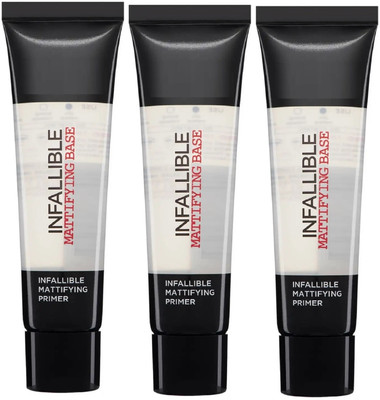 HUZURLU PROFESSIONAL BLUR INFALLIBLE MATTIFYING FACE MAKEUP GEL BASE PRIMER PACK OF 3 Primer  - 105 ml(TRANSPARENT)