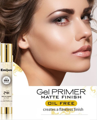 Emijun 24K Gold Gel Matte Finish Oil-Free Primer - Flawless Base Primer  - 30 ml(Transparent)