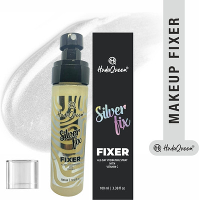 HUDA QUEEN Silver Fix Makeup – 100ml All-Day Hydrating Setting Spray with Vitamin C Primer  - 100 ml(silver)