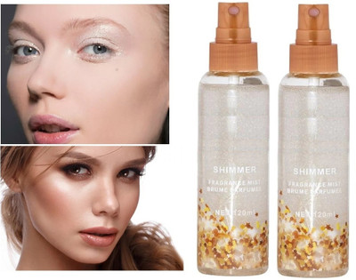 HUZURLU LONG LASTING PROFESSIONAL SHIMMER FRAGRANCE MIST MAKEUP FIXING SPRAY PACK OF 2 Primer  - 240 ml(TRANSPARENT)